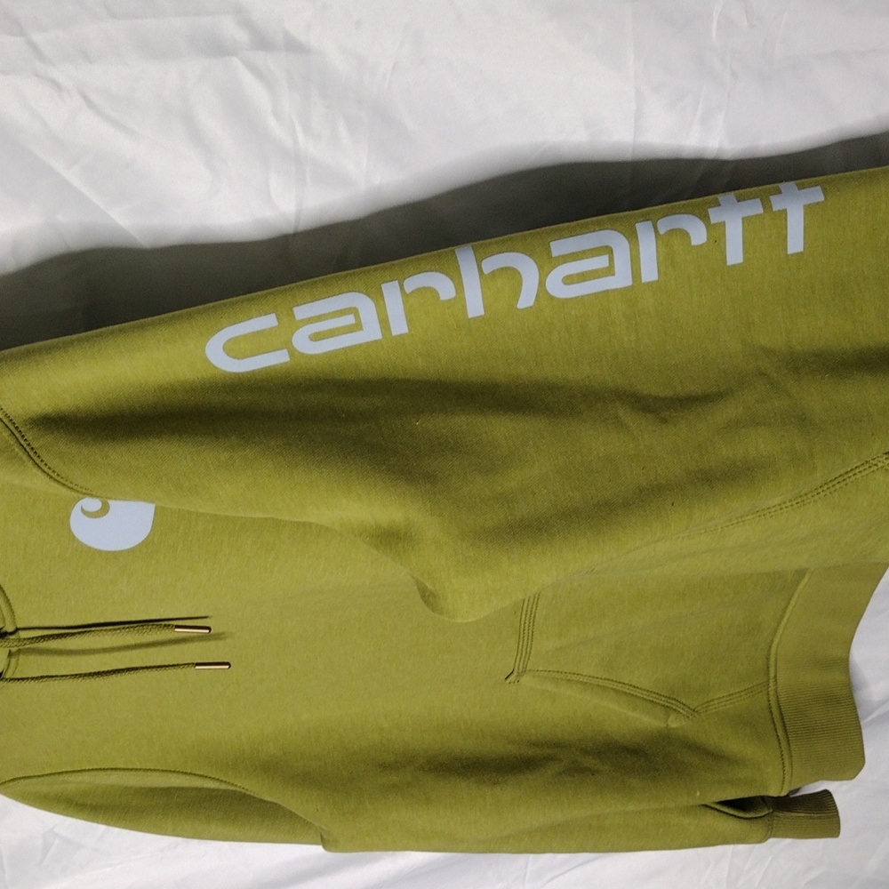 Carhartt Relaxed Fit Midweight Logo Sleeve Fleece Hoodie Olive Green  Womens XL - Picture 6 of 6